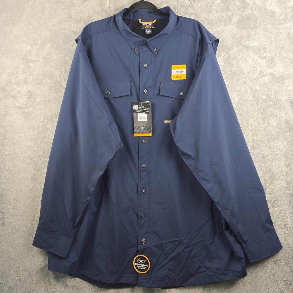 Ariat Rebar VentTEK Shirt Men's 3XLT Long Sleeve Blue Work Button Up NWT